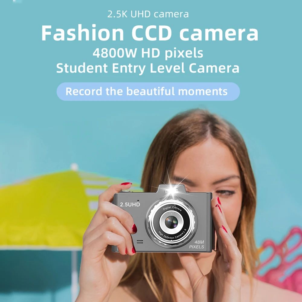 1080P Kids Camera Compact Camera 48MP Dual Lenses 8× Optical Zoom Mini CCD Camera 2.8in TFT Screen Great Gift for Boys Girls Kid