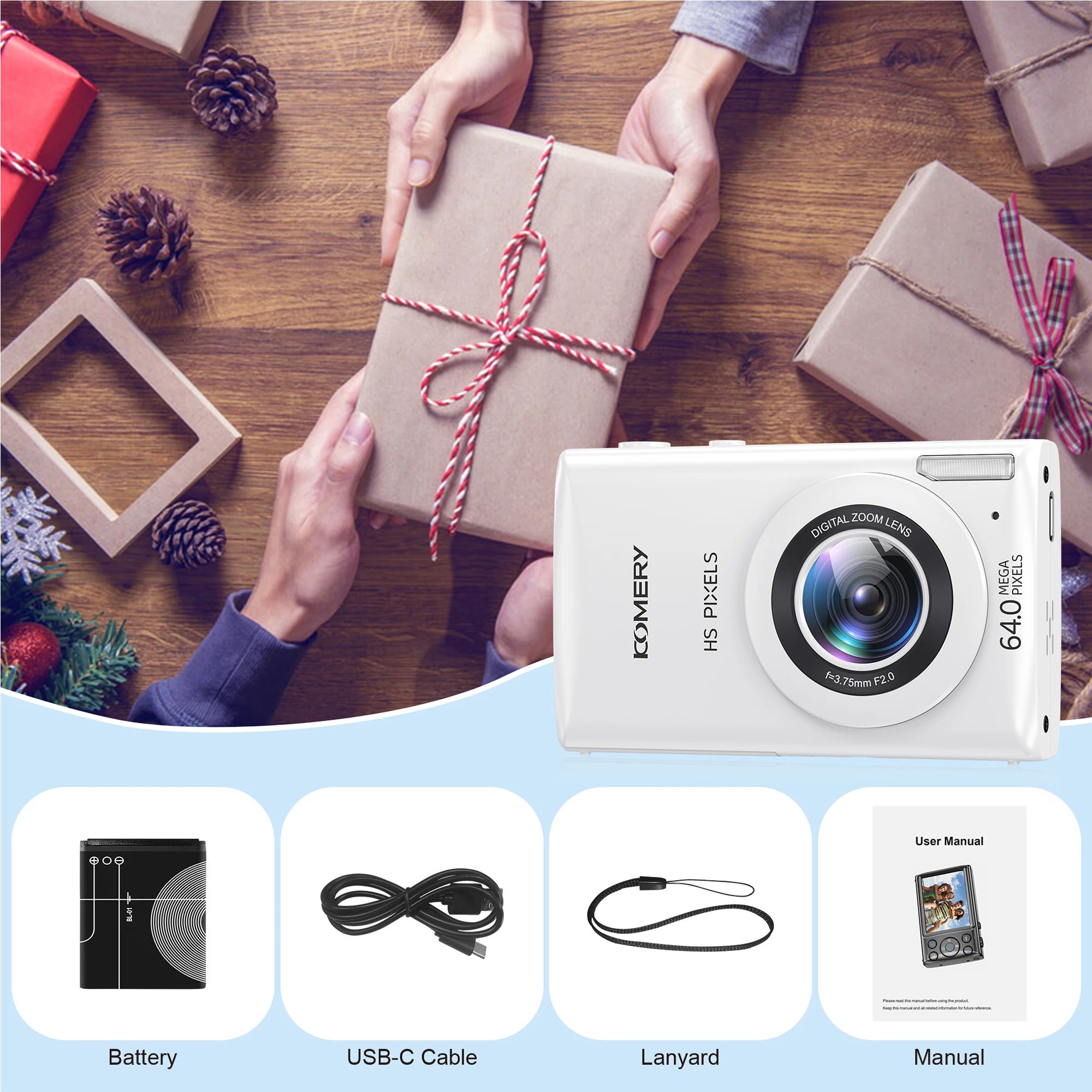 Digital Camera Children Camera for Children Gift Camcorder with 18x Zoom Compact Cameras 4K HD Cameras for Instant Photography