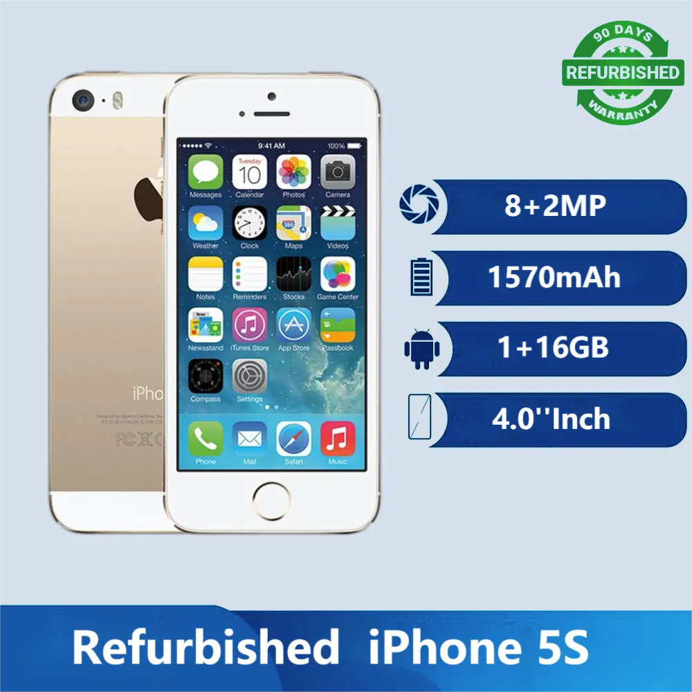 Refurbished Smartphones iPhone 5S  1GB RAM+16GB ROM 2G/3G/4G LTE  IOS Unlocked phones Fingerprint 4.0''Inch Smartphone Unlocked phones