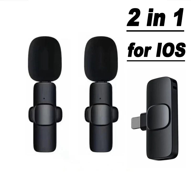 Portable Wireless Lavalier Microphone Audio Video Recording Mini Mic Live Broadcast Noise Reduction Mic for iPhone Android
