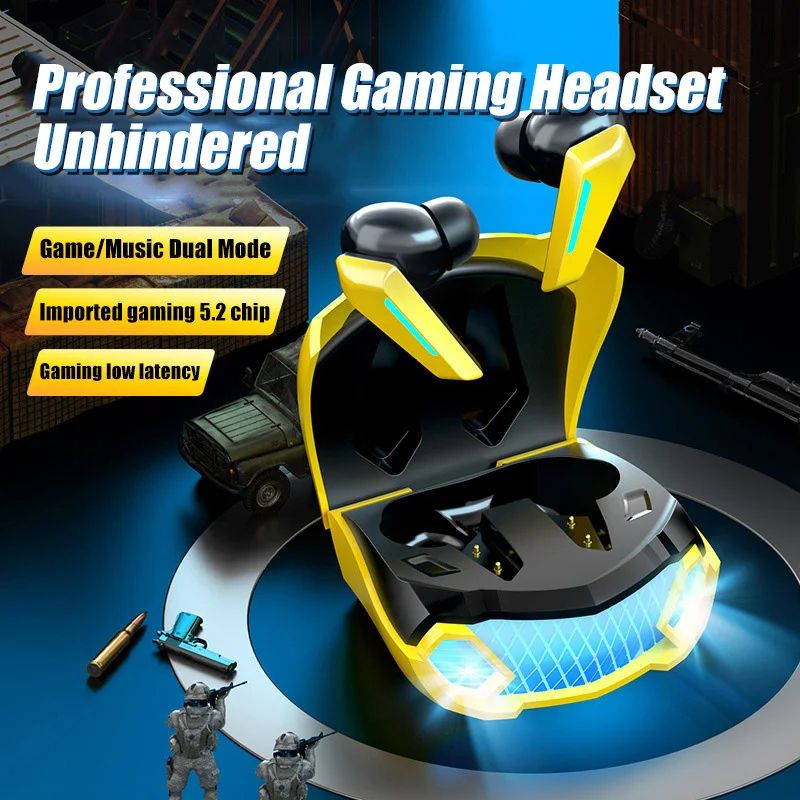 New Wireless Headphones LED Light Game Earbuds with Mic Bluetooth Earphones Noise Reduction Stereo Wireless Bluetooth Headset