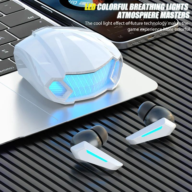 New Wireless Headphones LED Light Game Earbuds with Mic Bluetooth Earphones Noise Reduction Stereo Wireless Bluetooth Headset