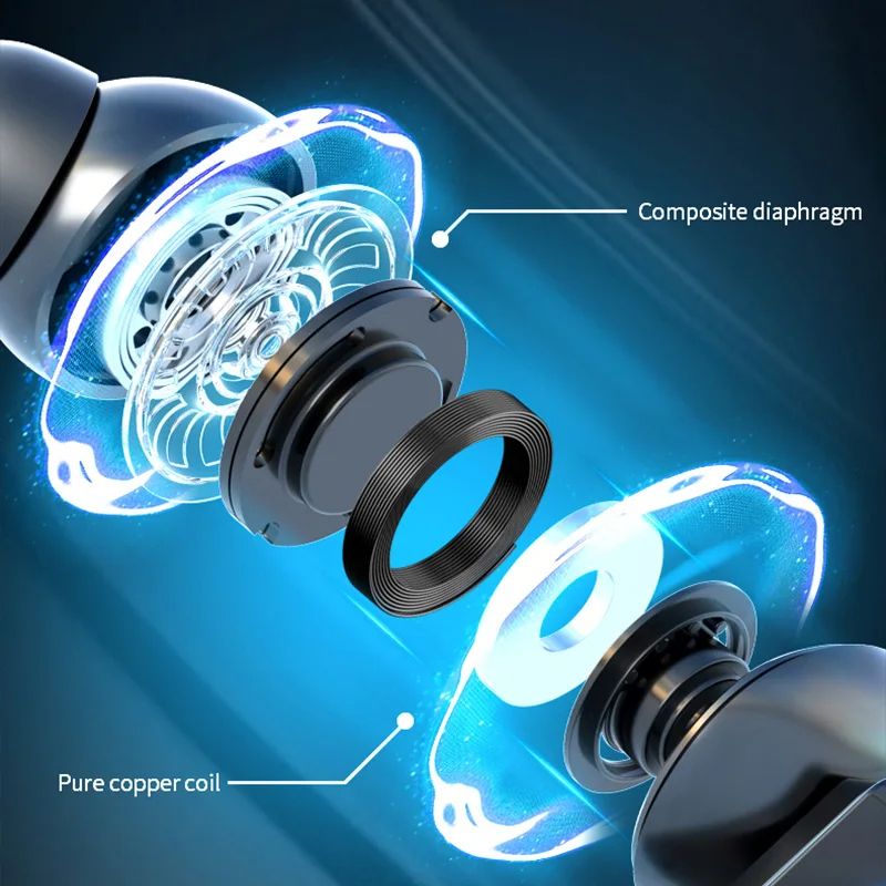 New Wireless Headphones LED Light Game Earbuds with Mic Bluetooth Earphones Noise Reduction Stereo Wireless Bluetooth Headset
