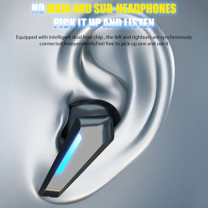 New Wireless Headphones LED Light Game Earbuds with Mic Bluetooth Earphones Noise Reduction Stereo Wireless Bluetooth Headset