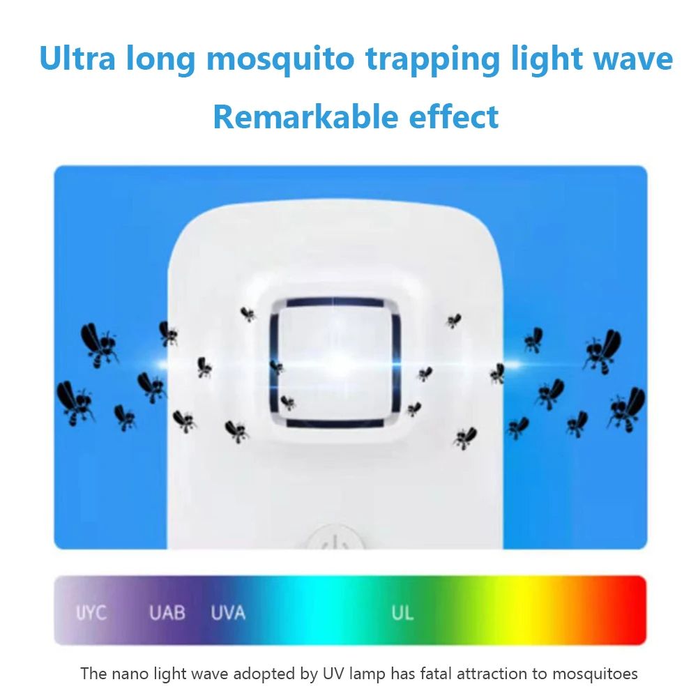 Mosquito Killer Lamp Anti Mosquito Ultrasonic Flies Pest Control Repellent Bug Zapper Insect Files Trap Electric Indoor Home Bed