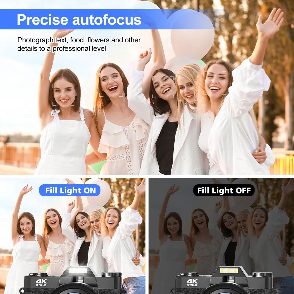 48MP Digital Photography Camera 16X Digital Zoom 4K WIFI Retro Vlog Recorder YouTube 3 "Flip Screen Compact Digital Camera