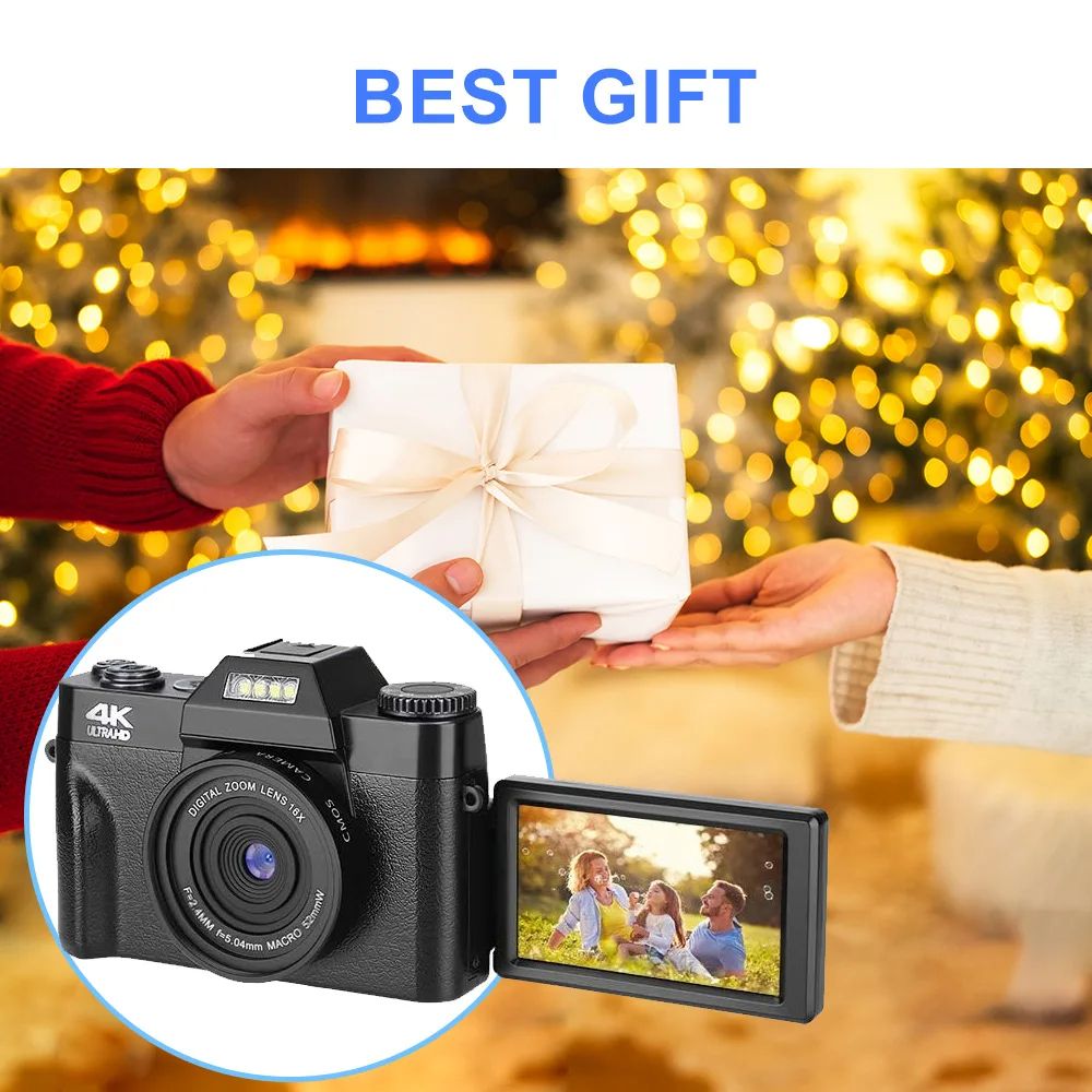 48MP Digital Photography Camera 16X Digital Zoom 4K WIFI Retro Vlog Recorder YouTube 3 "Flip Screen Compact Digital Camera