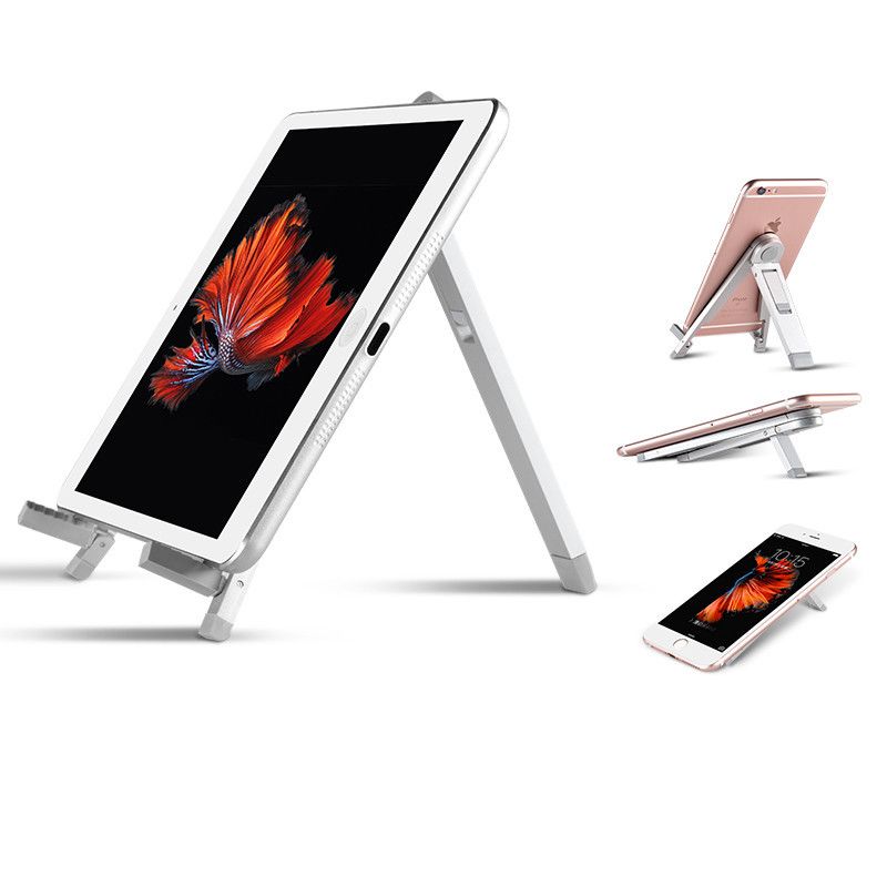 Mobile phone and tablet stand tripod foldable and portable metal desktop tablet support stand