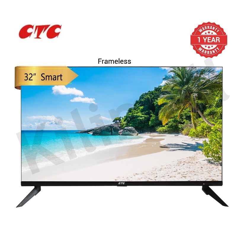 CTC 32F1S 32 Inch Frameless Android Smart TV HD Television with 1 Year Warranty,WIFI Connect, USB 2.0,Android 1+8GB,Inbuilt decoder