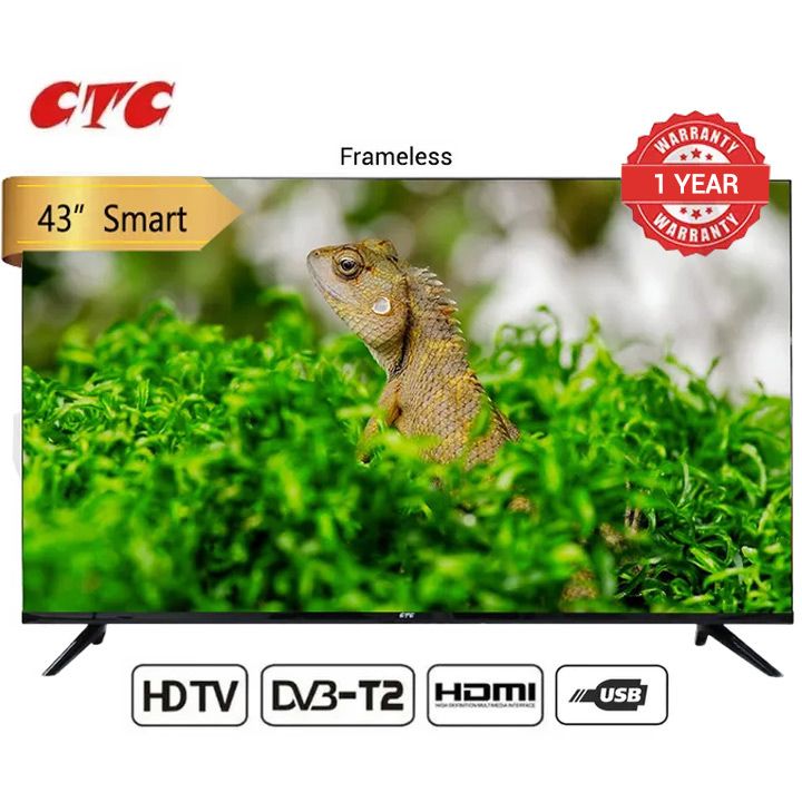 CTC 43 Inch Android Smart TV HD Television with 12 Months Warranty(CTC43F1S) Multi-screen, HDMI, Android 11.0, USB 2.0, Eco friendly, Narrow Bezel, DVB-T2, YouTube, Netflix, Prime Video