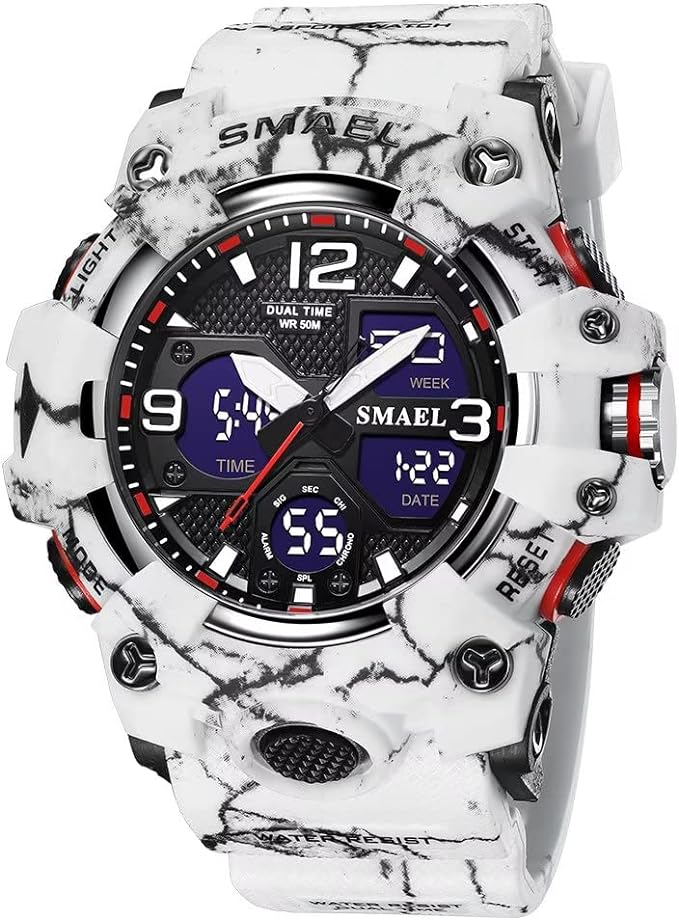 Men's Watches Military Outdoor Waterproof Sports Wrist Watch Date Multi Function LED Alarm Stopwatch, Digital Watches for Mens