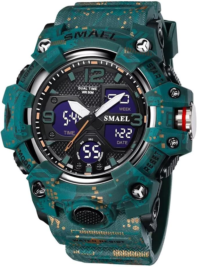 Men's Watches Military Outdoor Waterproof Sports Wrist Watch Date Multi Function LED Alarm Stopwatch, Digital Watches for Mens