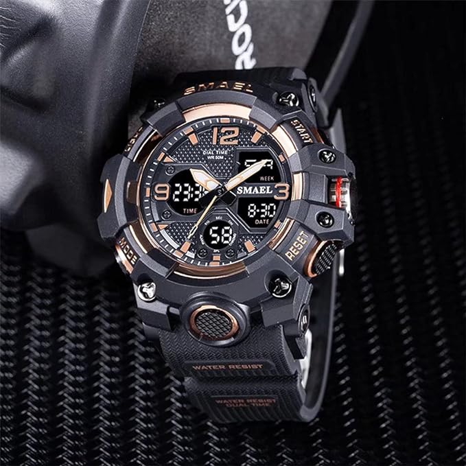 Men's Watches Military Outdoor Waterproof Sports Wrist Watch Date Multi Function LED Alarm Stopwatch, Digital Watches for Mens