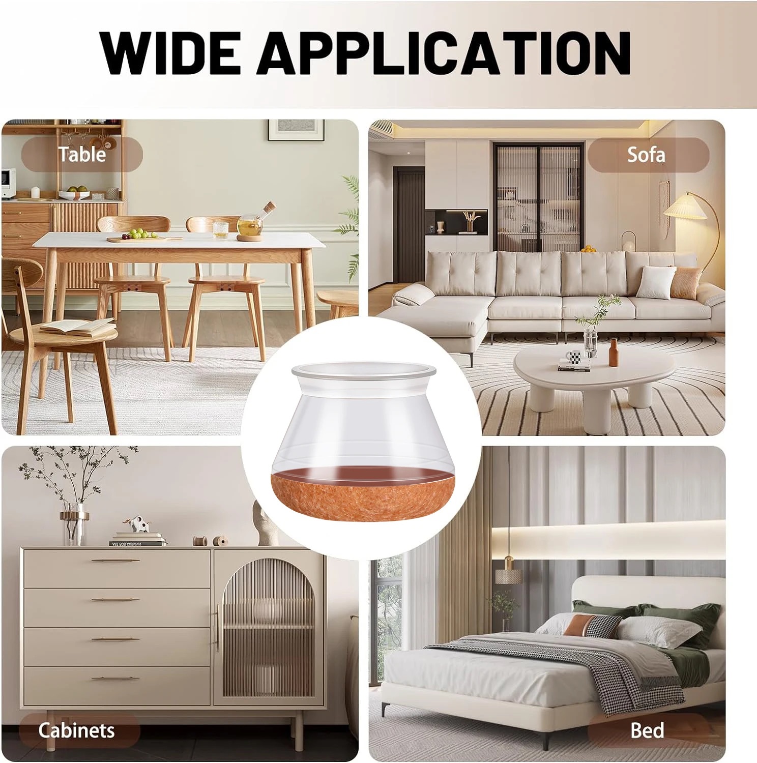 8Pcs Chair Leg Floor Protectors for Hardwood Floors, Silicone Chair Caps Covers Furniture Pads Sliders w/ Wrapped Felt Bottom