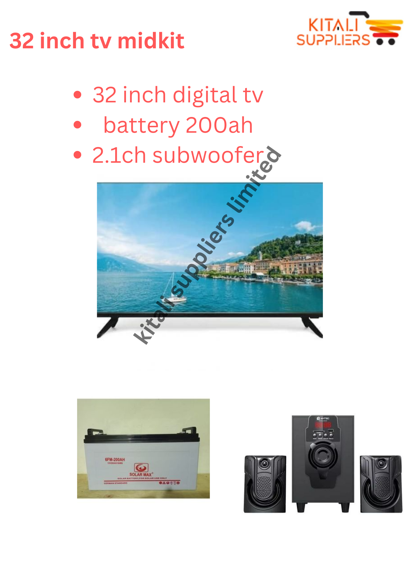 32 inch tv midkit with battery 200ah