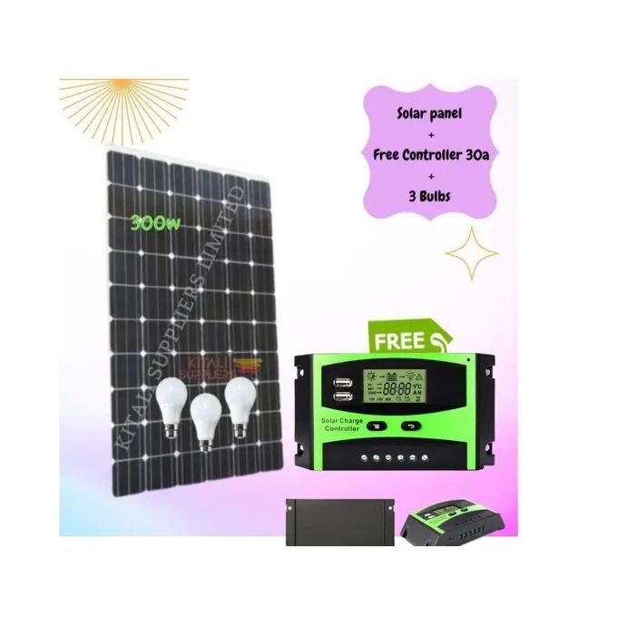 Solar Panel 300w Midkit With 30AH Solar Charger Controller 3pc bulbs
