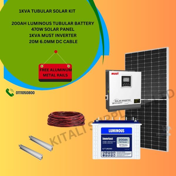 1kva tubular solar kit