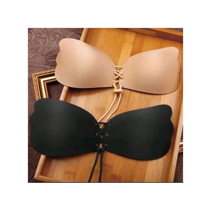 Fashion Ladies Strapless Silicon Bra - Black