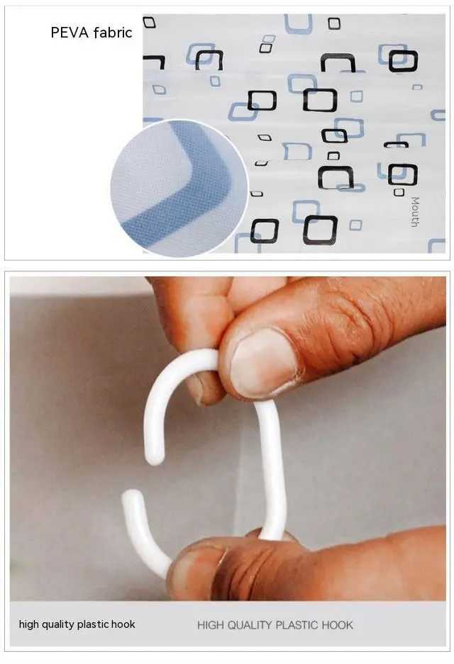 Waterproof PEVA Shower Curtain Liner Transparent Mildew Curtains Bath Decor with Curtain Hook