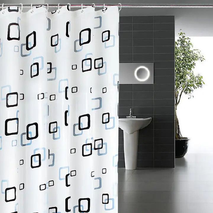 Waterproof PEVA Shower Curtain Liner Transparent Mildew Curtains Bath Decor with Curtain Hook