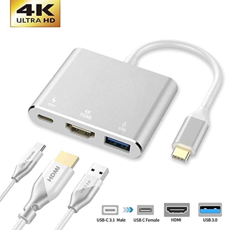 3 in 1 Type-C to 4K HD HDMI USB 3.0 Hub USB-C Data Charging Adapter Cable