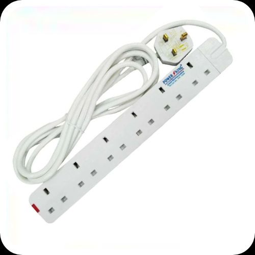 Power King 4 Way Extension Socket Cable, Power King 6 Way Heavy Duty Extension With Surge Protector