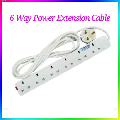 Power King 4 Way Extension Socket Cable, Power King 6 Way Heavy Duty Extension With Surge Protector