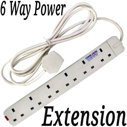 Power King 4 Way Extension Socket Cable, Power King 6 Way Heavy Duty Extension With Surge Protector