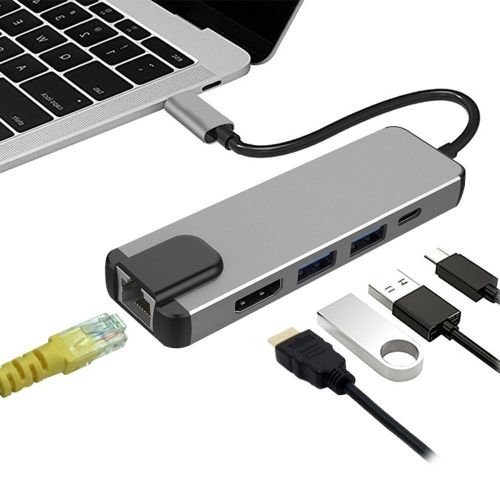 5 in 1 Multiport Adapter 4K HDMI, 100W Power Delivery, 3 USB-A Data Ports, USB C Dongle for MacBook Pro/Air, iPad Pro, iMac, iPhone 15 Pro/Pro Max, XPS, Thinkpad