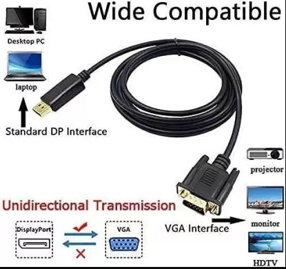 DISPLAY PORT TO HDMI CABLE ADAPTER 1.8M HIGH DEFINTION DP TO HDMI CONVERTER ADAPTER - Black normal