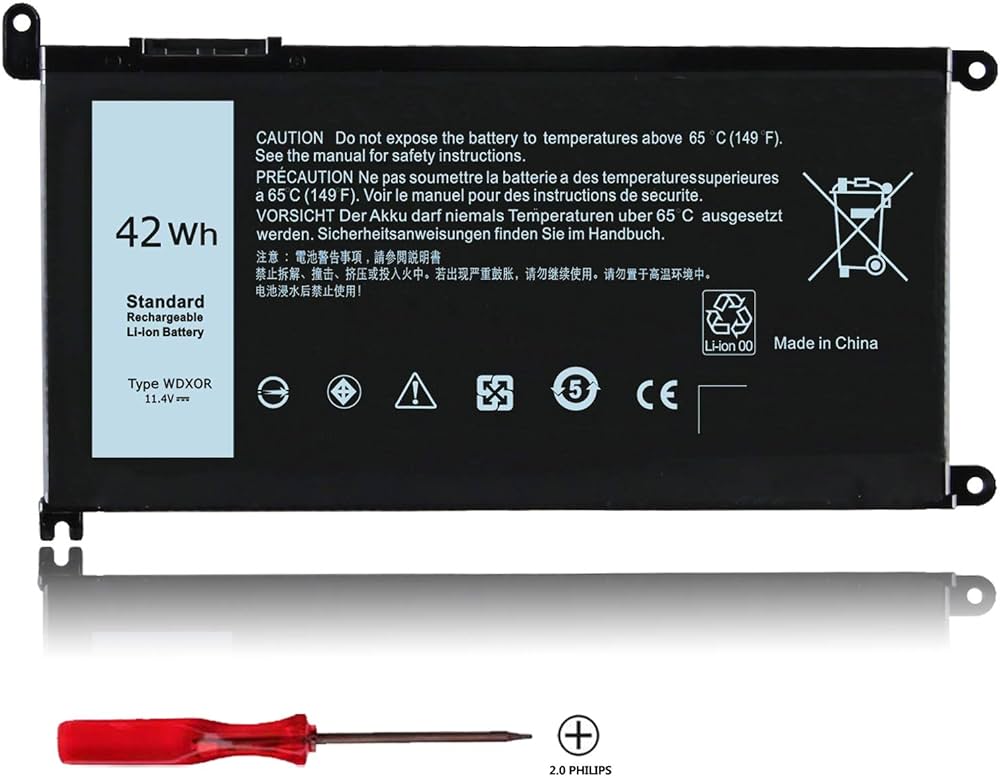 WDX0R Replacement Laptop Battery for Dell Inspiron 13 15 5000 7000 Series 5570 7579 7378 5567 7573 5565 5379 5378 Latitude 3490 3590 3340 3400 3390 3500 3190 Vostro 5468 5568 P69G 3CRH3