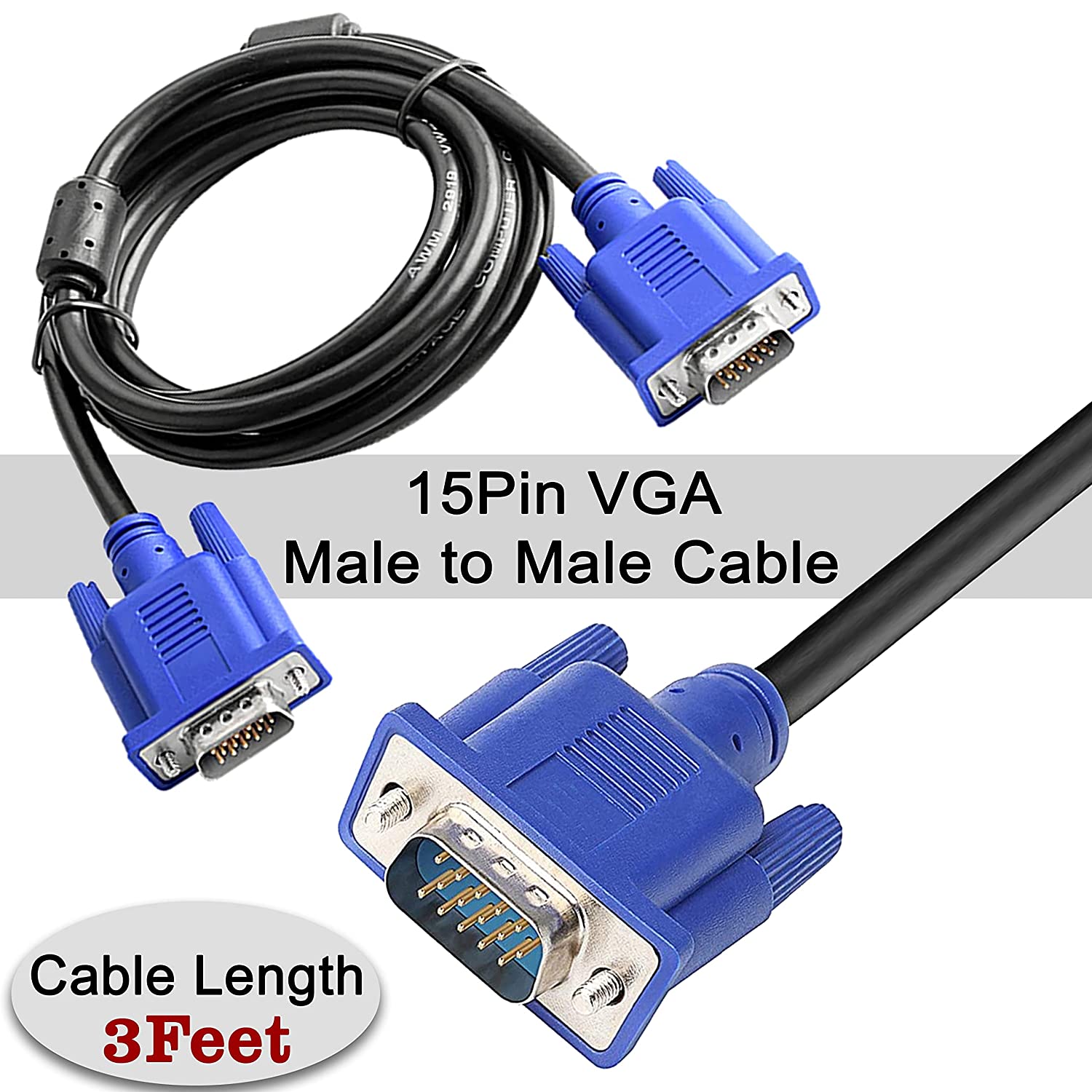VGA to VGA 10M Cable Adapter Male to Male VGA Video Extension Cable For Tablet PC Laptops Computers AccessoriesTV Box Monitor Projector Extend Signal VGA Cables BLACK & BLUE