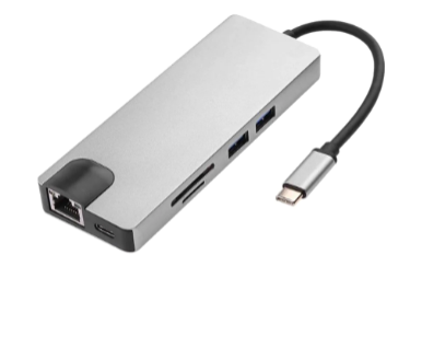 8 in 1 USB C Adapter with 4K HDMI, 100W PD, USB C Port, USB 3.0, RJ45 Ethernet, SD/TF Card Reader, Docking Station Compatible with MacBook Pro/Air USB C Laptops and Other Type C Devices