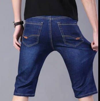men's denim shorts high-quality pure cotton shorts men's straight shorts blue casual shorts casual and fashionable commuting men's shorts