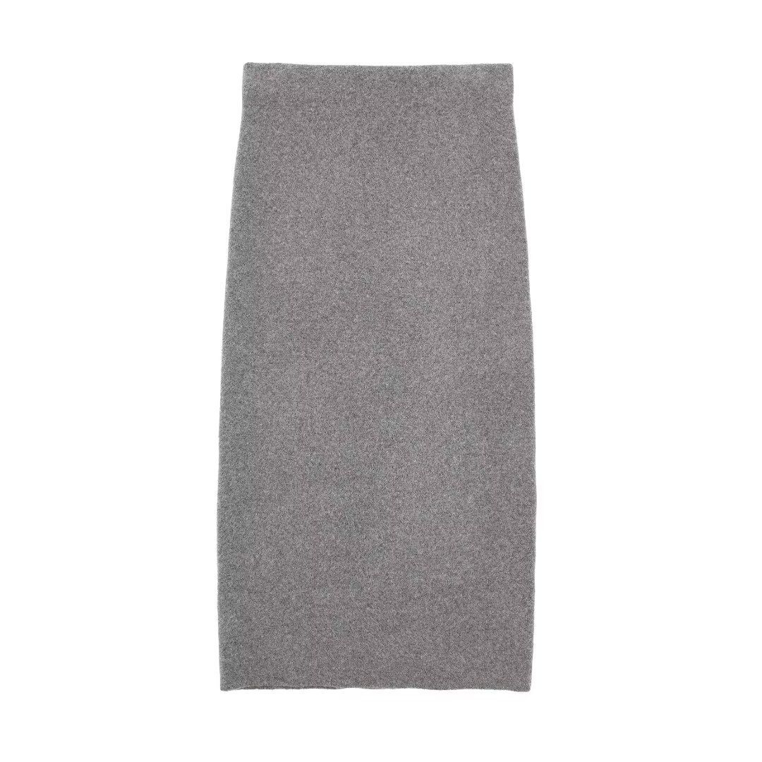Euro-american style women's knitted double-front jacket straight skirt