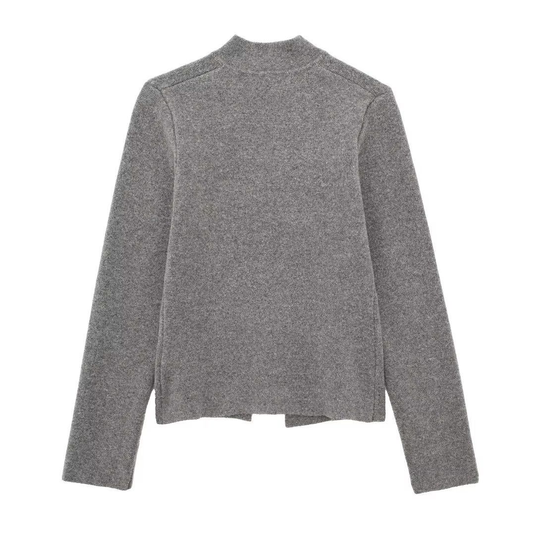 Euro-american style women's knitted double-front jacket straight skirt