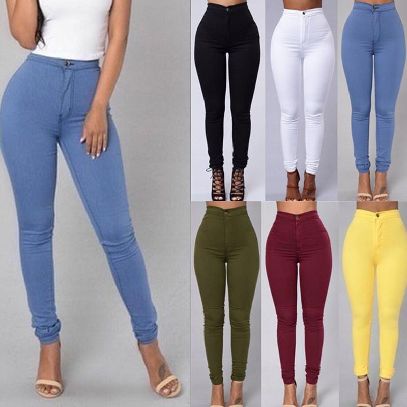 Explosive leggings Thin high-waisted stretch pencil pants Tight candy-colored jeans