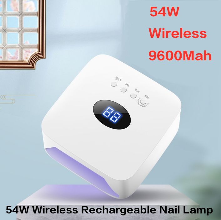 54W Rechargeable Nail Lamp Wireless Gel Polish Dryer Machine UV Light for Nails Cordless Nail UV LED Lamp As Picture