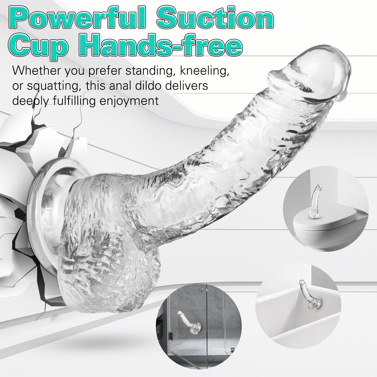 Realistic Dildo G-Spot Stimulation Dildos with Powerful Suction Cup for Hands-Free Play Anal Adult Sex Toy for Women and Couple (Clear) Gift for Girlfriend Wife