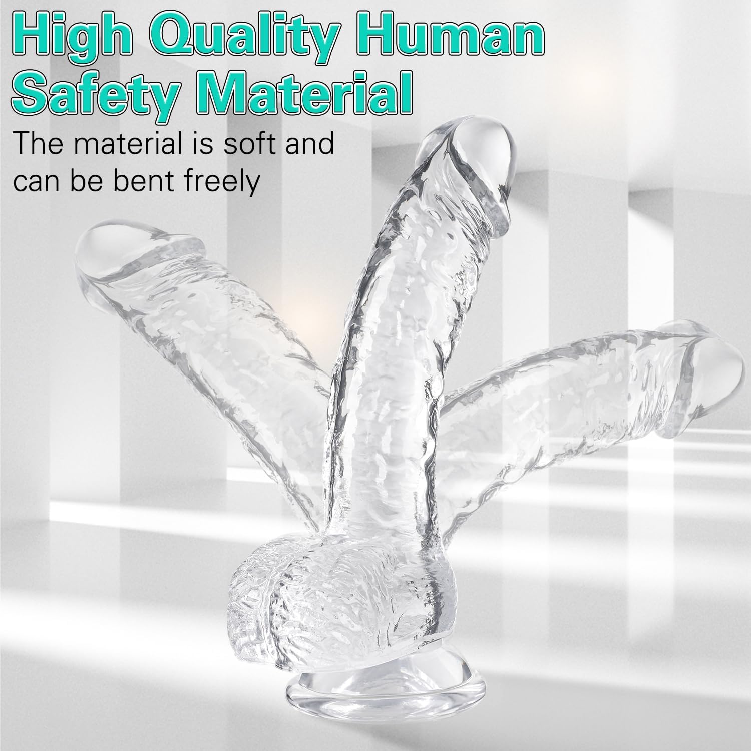 Realistic Dildo G-Spot Stimulation Dildos with Powerful Suction Cup for Hands-Free Play Anal Adult Sex Toy for Women and Couple (Clear) Gift for Girlfriend Wife