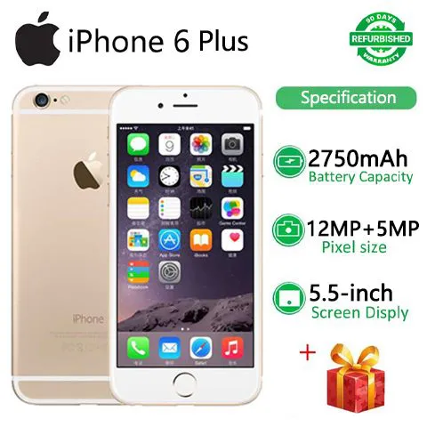 Refurbished  Apple iPhone 6 Plus 128G/64G/16G 5.5 inch 1920x1080px smartphone without/with Fingerprint iphone6 plus Unlocked 2750mAh Retina HD display A8 chip+M8 motion coprocessor  iphone 6 plus