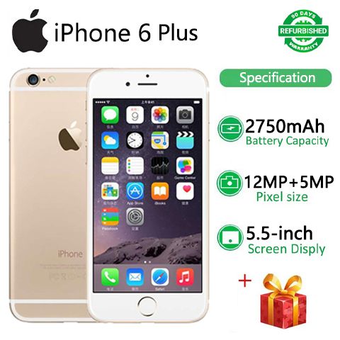 Refurbished  Apple iPhone 6 Plus 128G/64G/16G 5.5 inch 1920x1080px smartphone without/with Fingerprint iphone6 plus Unlocked 2750mAh Retina HD display A8 chip+M8 motion coprocessor  iphone 6 plus