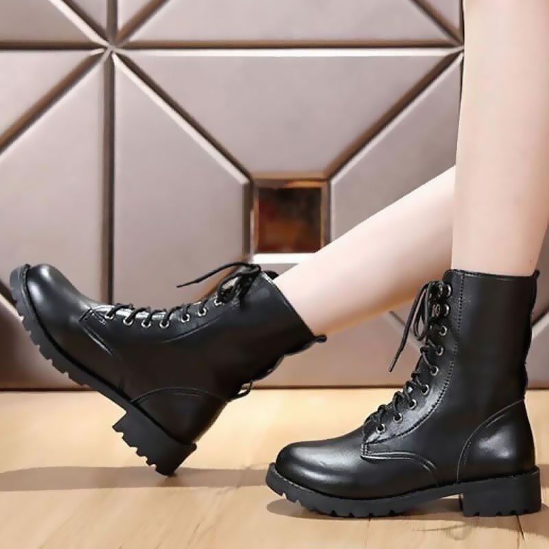 SXCHEN Women's Shoes Martin Boots Ladies Shoes Women's Brush-heeled British Style Single Boots Women Medium Heel Flat Heel Short Boots Fashion Girls Comforta Casual Boots elegant Square Heel Vintage