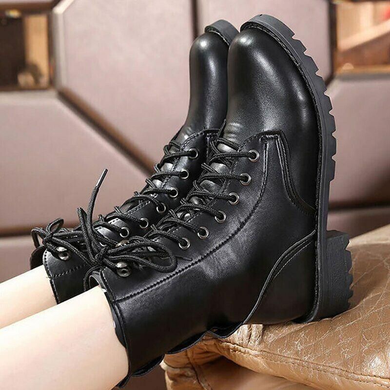 SXCHEN Women's Shoes Martin Boots Ladies Shoes Women's Brush-heeled British Style Single Boots Women Medium Heel Flat Heel Short Boots Fashion Girls Comforta Casual Boots elegant Square Heel Vintage