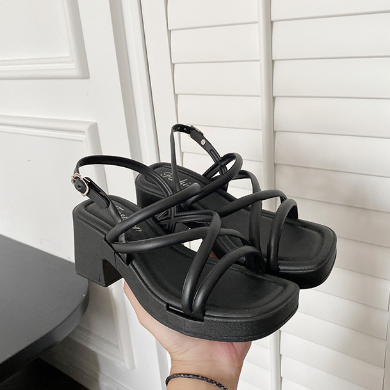 SXCHEN Women's Shoes Sandals Heels Sandals High-Heeled Sandals Thick-Soled Non-Slip Fashionable And Versatile Sandals For Outer Wear Wading Shoes Ladies Shoe Increased Open Shoes Girls