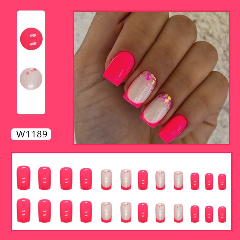 24Pcs/Set Acrylic Long Ballet Press on Nail Tips Coffin Wearing Reusable False Nails Art Colorful Glossy Fake Nails Artificial