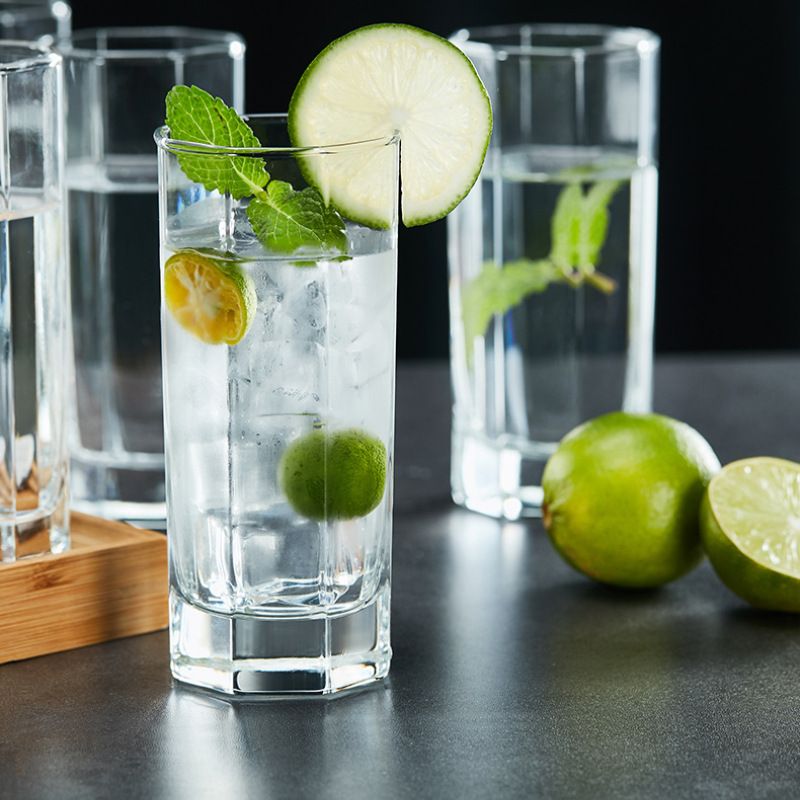 Nice One 6PCS 310ML  Drinking Glass Sets, Durable Drinking Cups, Lead-Free Water Cup Set, Drinkware Kitchen Glasses for Cocktail, Iced Coffee, Beer, Tea, Wine, Whiskey, Water (ES5163-2  GLASS CUP )
