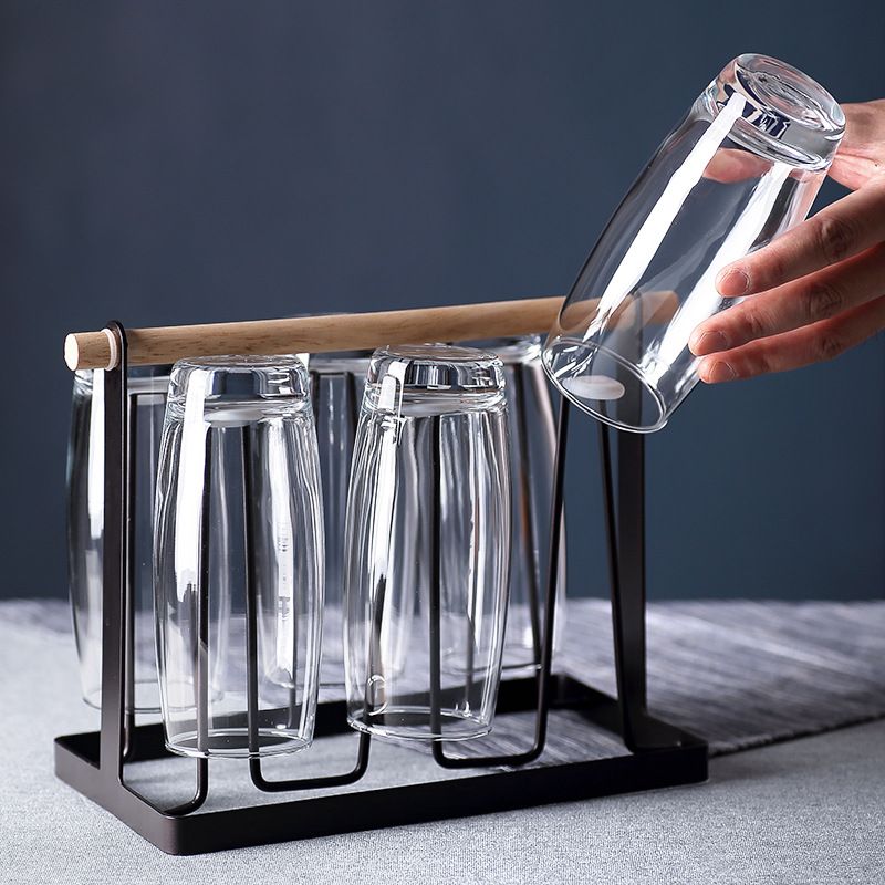 【Without Rack】6PCS 310ML  Drinking Glass Sets, Durable Drinking Cups, Lead-Free Water Cup Set, Drinkware Kitchen Glasses for Cocktail, Iced Coffee, Beer, Tea, Wine, Whiskey, Water ( ES1131 GLASS WARE)