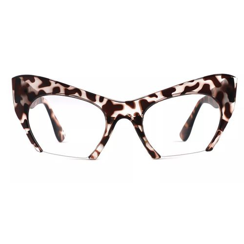 Razor Cut Off Anti Blue Light Glasses Women Retro Cat Eye Rimless Optical Frame