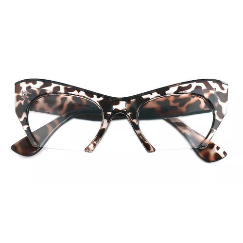 Razor Cut Off Anti Blue Light Glasses Women Retro Cat Eye Rimless Optical Frame